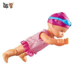kids toy plastic swimming cap swimming baby doll with ,interactive swimming goggles moving joint doll