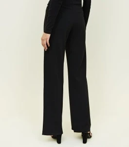 ladies loose fitting straight zipper black work trousers and pants