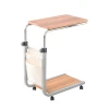 Laptop Rolling Standing Desk- Wood Couch Bed Side Table with Side Storage-Height Adjustable Computer Cart