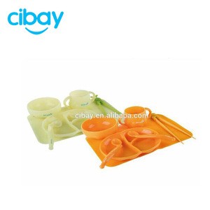 Latest Food Grade Silicone Baby Food Feeding Plate Set With Spoon and cup