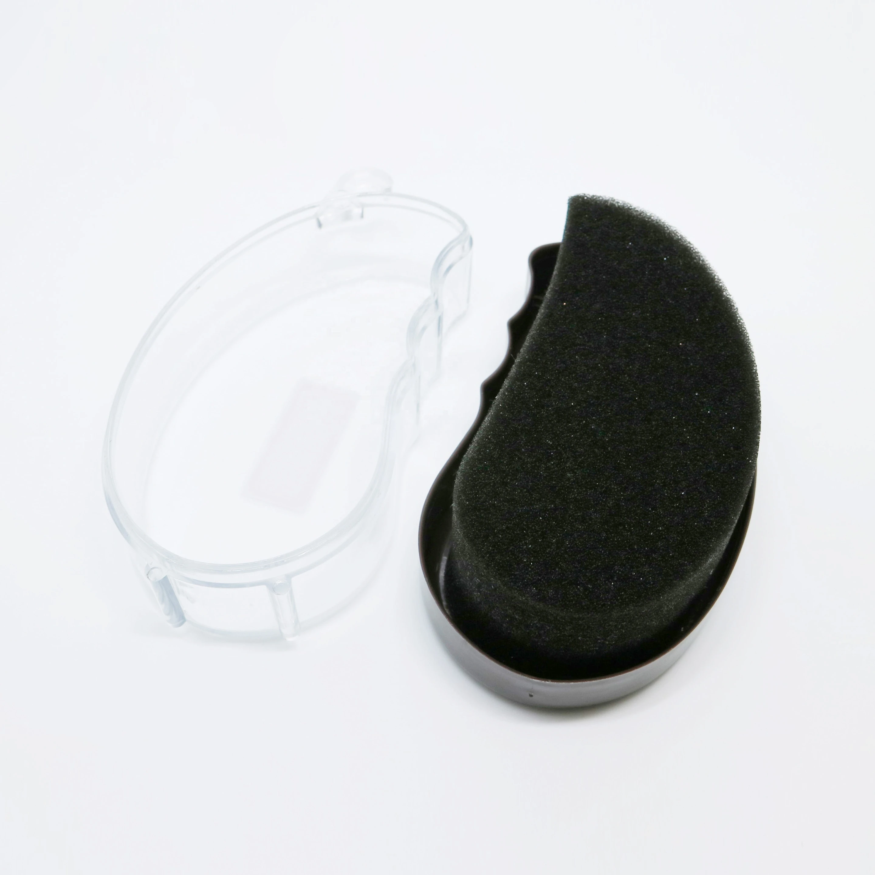 Leaf shape plastic box portable shoe shine sponge polisher