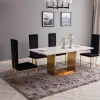 Light luxury simple modern marble dining table fashion Nordic restaurant stainless steel table champagne gold long table