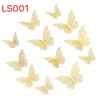 Lixsun 12pcs Cake Decorating Gold Butterflies Paper 3D Butterfly Decorations 3Sizes Stickers Party Wedding Birthday Decorations
