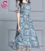 long chiffon floral print dresses beach dress women boho dress