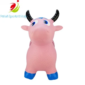 lovely cute pink bull animal toy PVC inflatable material for girl kids jumping and bouncying