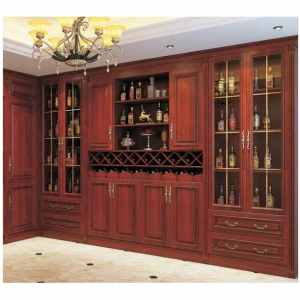 Luxury customized size home furniture antique living room wooden wine display cabinet