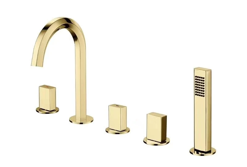 Luxury  gold bathtub 5 hole faucet freestanding faucet  three handle bathtub shower floor bathtub faucet bathroom mixer