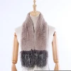 Luxury Womens Winter Fur Scarf Genuine Rex Rabbit Fur Scarves Wraps Knitted Silver Fox Fur Scarfs