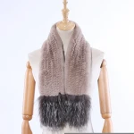 Luxury Womens Winter Fur Scarf Genuine Rex Rabbit Fur Scarves Wraps Knitted Silver Fox Fur Scarfs