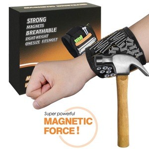 Magnetic Wristband With two pocketAdjustable Wrist Strap for Holding Screws, Nails and Other Small Metal Parts (15 Magnets)
