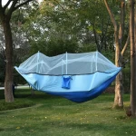 Manufacture low MOQ parachute nylon heavy duty portable outdoor camping hammock with mosquito net
