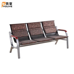 Metal chrome armrest high quality stainless steel airport 3 seater waiting chair