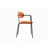 metal leather industrial dining armrest chair conference room stackable modern restaurant chairs