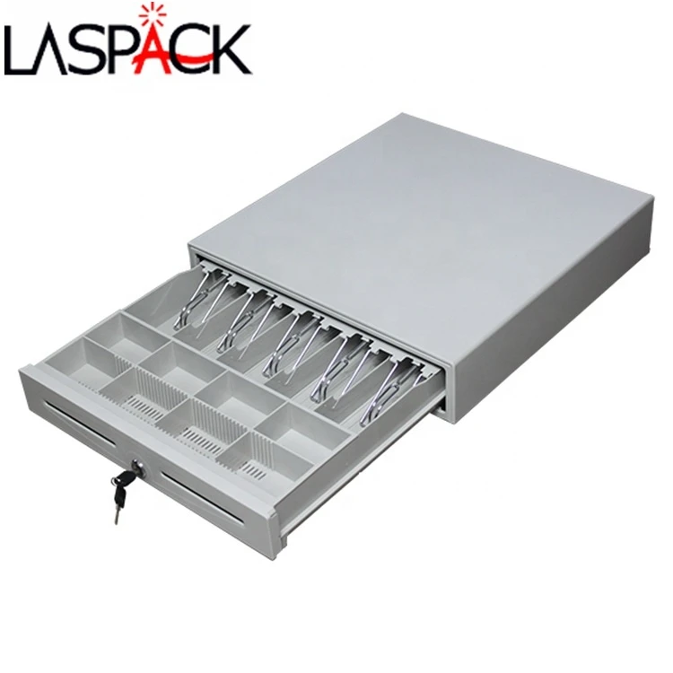 Metal supermarket mini manual push open portable cash box register drawer safe lock pos system rj11