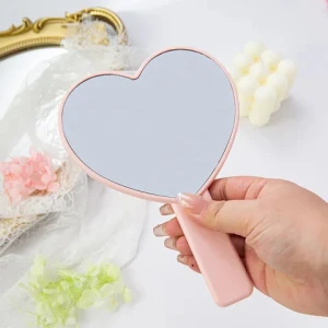 Mini Small Pocket Makeup Hand-held Cosmetic Mirror Heart Shaped Handheld Mirrors Vanity Mirror For Travel