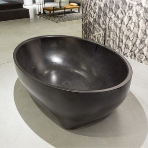 modern black freestanding solid stone bathtub for sale