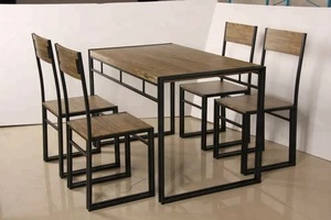 Modern dining table set wooden with oak pvc vaneered