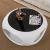 Import Modern home furniture fiberglass hole glass top round shape centre coffee table from China