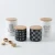 Most popular big capacity matt black glazed stoneware Bamboo Fiber canister jar Food Storage ceramic jars with bamboo lid