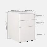 Movable 3 Drawer Pedestal metal filing Cabinet For Office Equipment