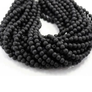 Natural Black Lava 4 mm 5 mm 6 mm Loose Gemstone Beads