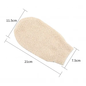 Natural Cotton Ramie Dual Sided Exfoliating Glove Hand Mitt Mitten Shaped Back and Body Shower Bath Scrubber