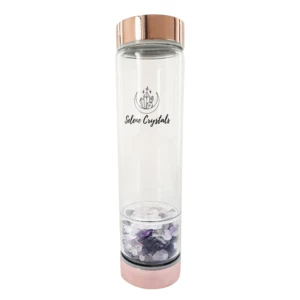 Natural Custom Logo Crystal Drink Bottle Rose Quartz Glass Water Bottle