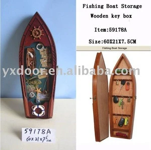 Nautical wooden key box/ wooden key cabinet/ Fishing Boat storag, solid wood material hand craft