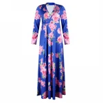 New arrival ready to ship polyester spandex plus size women skirt v neck printing big flower skirt for party