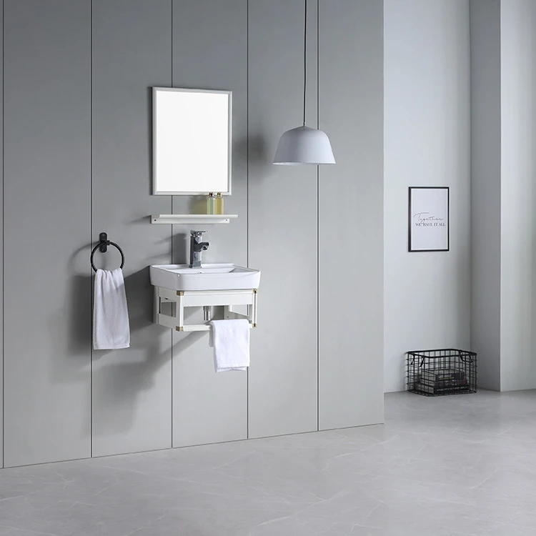 New Arrive Pvc Material Waterproof White Bathroom Shelf With Mirror