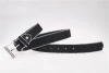 New Design Fashion Hot Sell Beading Shiny Black Woman Belt PU Lady Belt