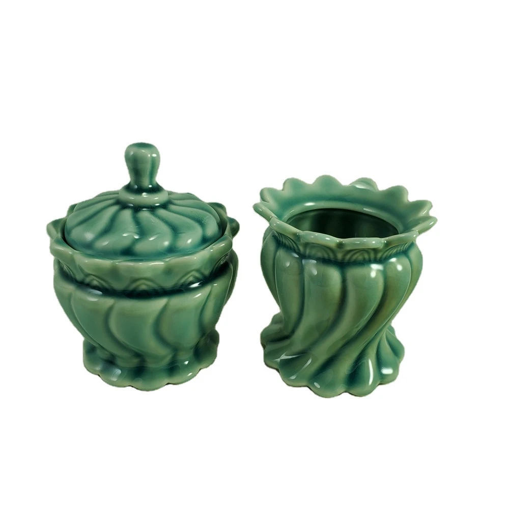 New design green color ceramic egg shaped ring jewelry box