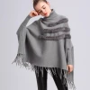 New design high collar neck winter tassel pullover cape knit wear rabbit fur sweater shawls