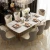 Import New design living furniture marble top gold metal stainless steel base dining table from China