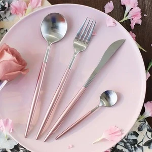 New design rose gold cutlery, copper flatware set, pink cutlery set