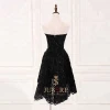 New strapless fitted and heavy beaded asymmetrical lace hemline short black girls dress cocktail party prom gown