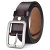 New student brown genuine leather men belts women pin metal buckles wide belt without logo