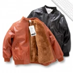 Newest Design Kid's Clothing Boy's Winter Down Jacket Leather Winter Coats Artificial Baby Coat