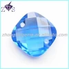 Ocean Blue Checker-faceted Zirconia Beads with 2 Holes for Bracelet
