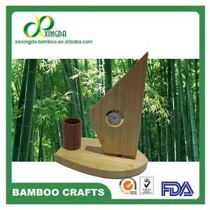 OEM Bamboo Pen holder digital clock, Bamboo craft