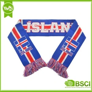 OEM custom logo 100% acrylic knitted Island football fan scarf
