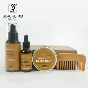 OEM Private Label Hair Products Organic Oil Beard Comb Men Barba Kit,  A Set Beard Care