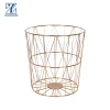 Office Stationery Round Rose Gold Copper Metal Mesh Trash Can Wire Metal Paper Waste Bin