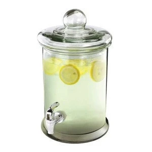 Old Fashioned Large Capacity Volume Stand Glass Beverage Dispenser With Spigot