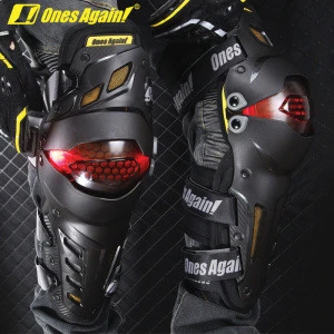 One agains LED light motorcycle knee guard Night reflection scratch proof motocross outdoor sports riding protective pads gears