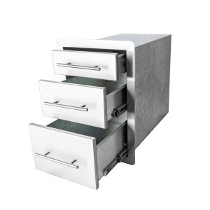 outdoor bbq kitchen accessories stainless steel triple storage drawer