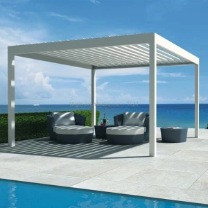 Outdoor Luxury Garden Patio Aluminum Pergola Pavilion Garden Gazebo with Retractable Canopy Shades