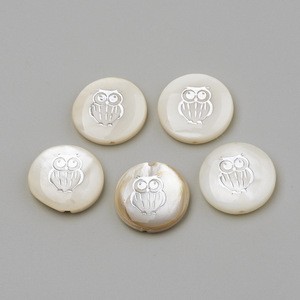 Pandahall 15mm Natural Flat Round Freshwater Shell Beads Coin Beads