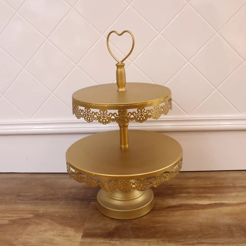 Party decorative Golden White color metal  cake stand