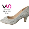 peep toe women party shoes in comfortable low heel dress shoes with glitter crystal upper